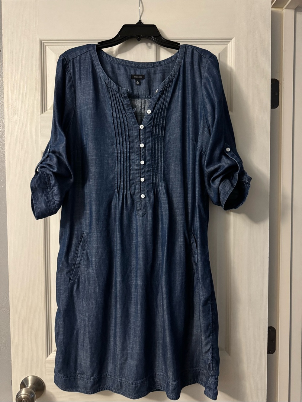 Talbots Navy Pintuck Dress